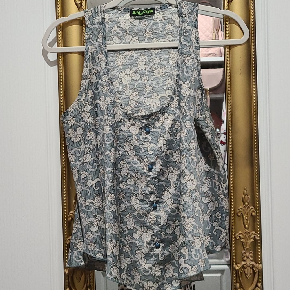 Green floral tank